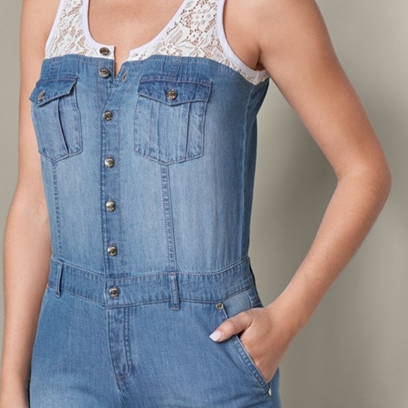 Venus denim lace jumpsuit⚘PRICE  IS FIRM⚘ - Picture 3 of 4